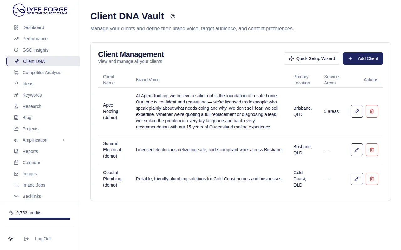 Client DNA Vault